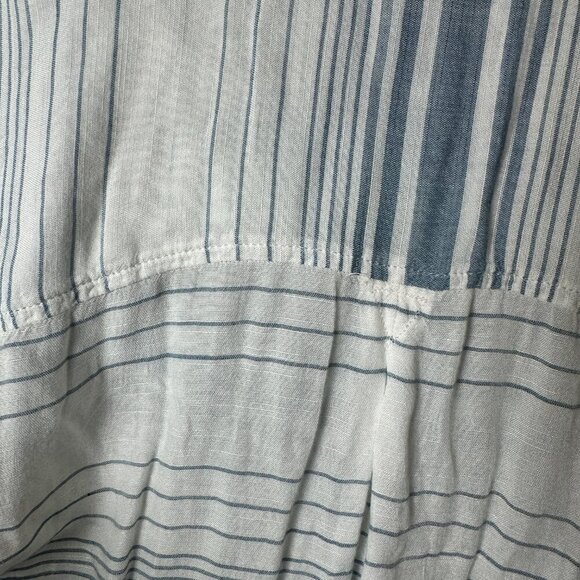 AMERICAN EAGLE Semi Sheer Blue White Striped Gauze / Linen Blouse Top Size Small - Picture 7 of 10